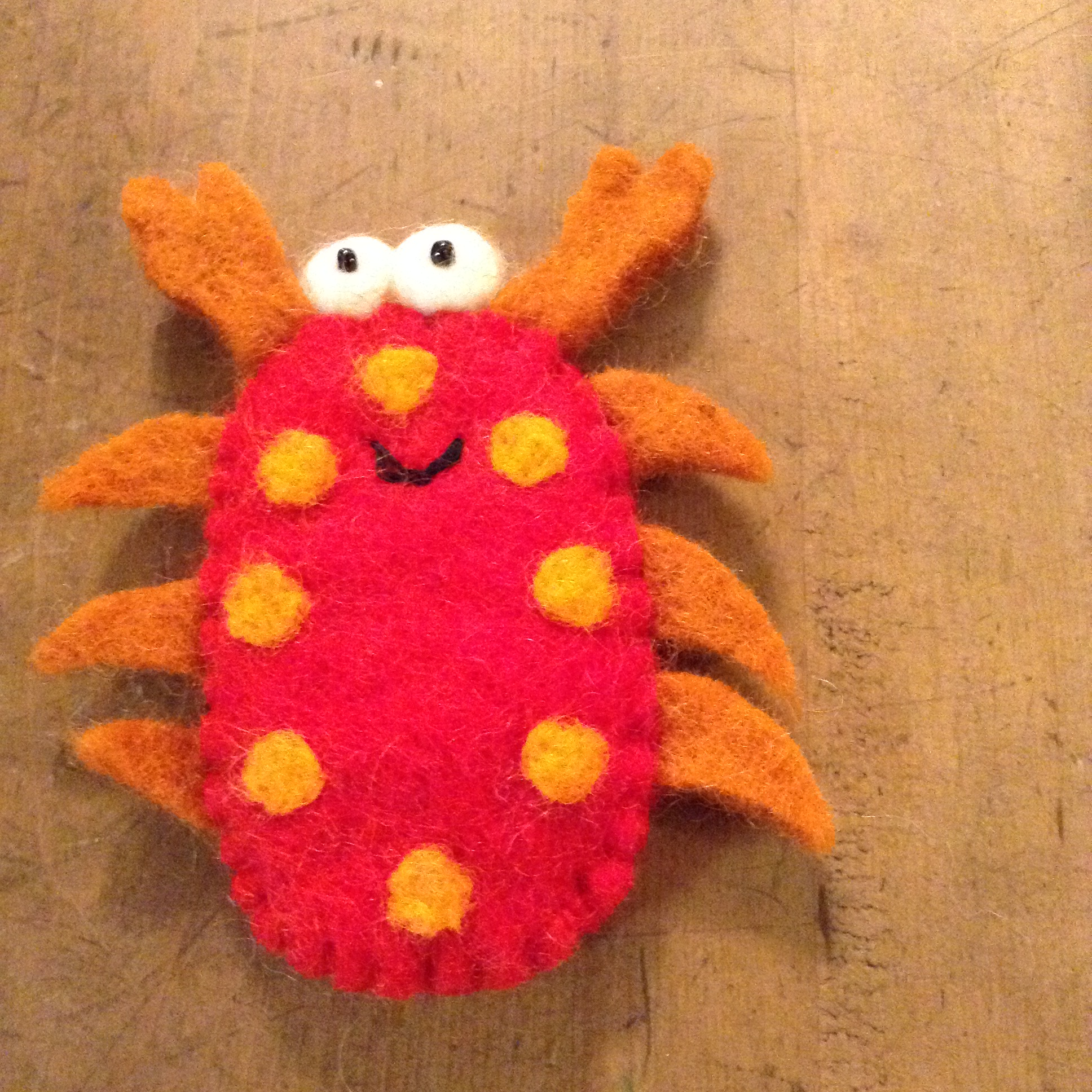 Felt Finger Puppet - Crab - 100% wool felt