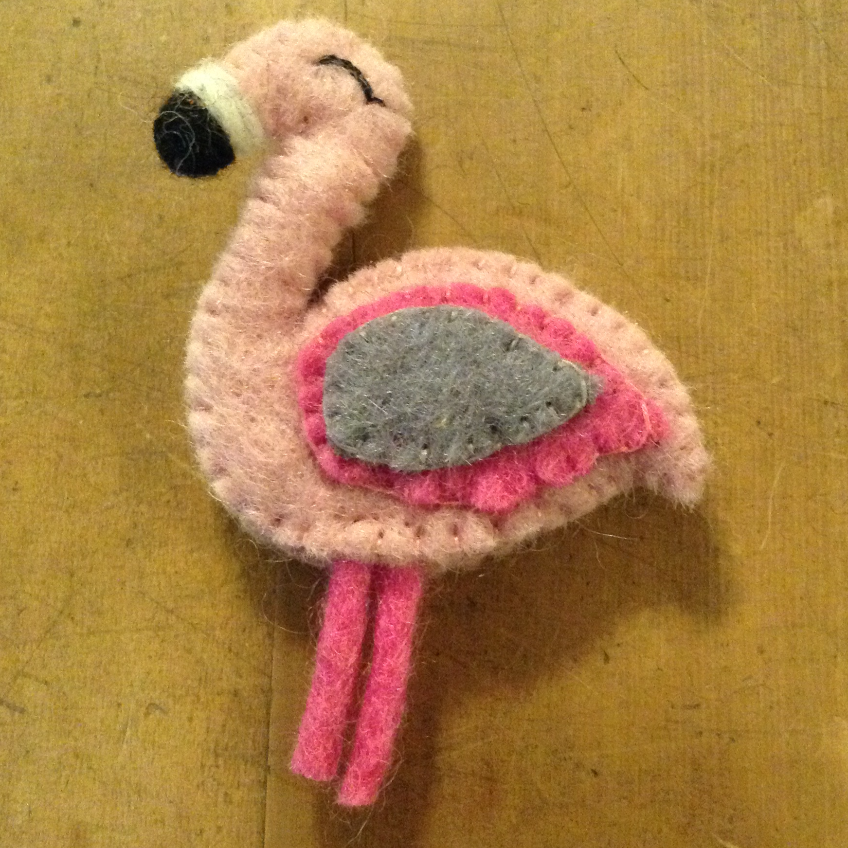 Felt Finger Puppet - Flamingo - 100% wool felt
