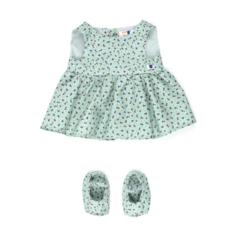 Hand Puppet Clothing - Green Floral Dress and Shoes