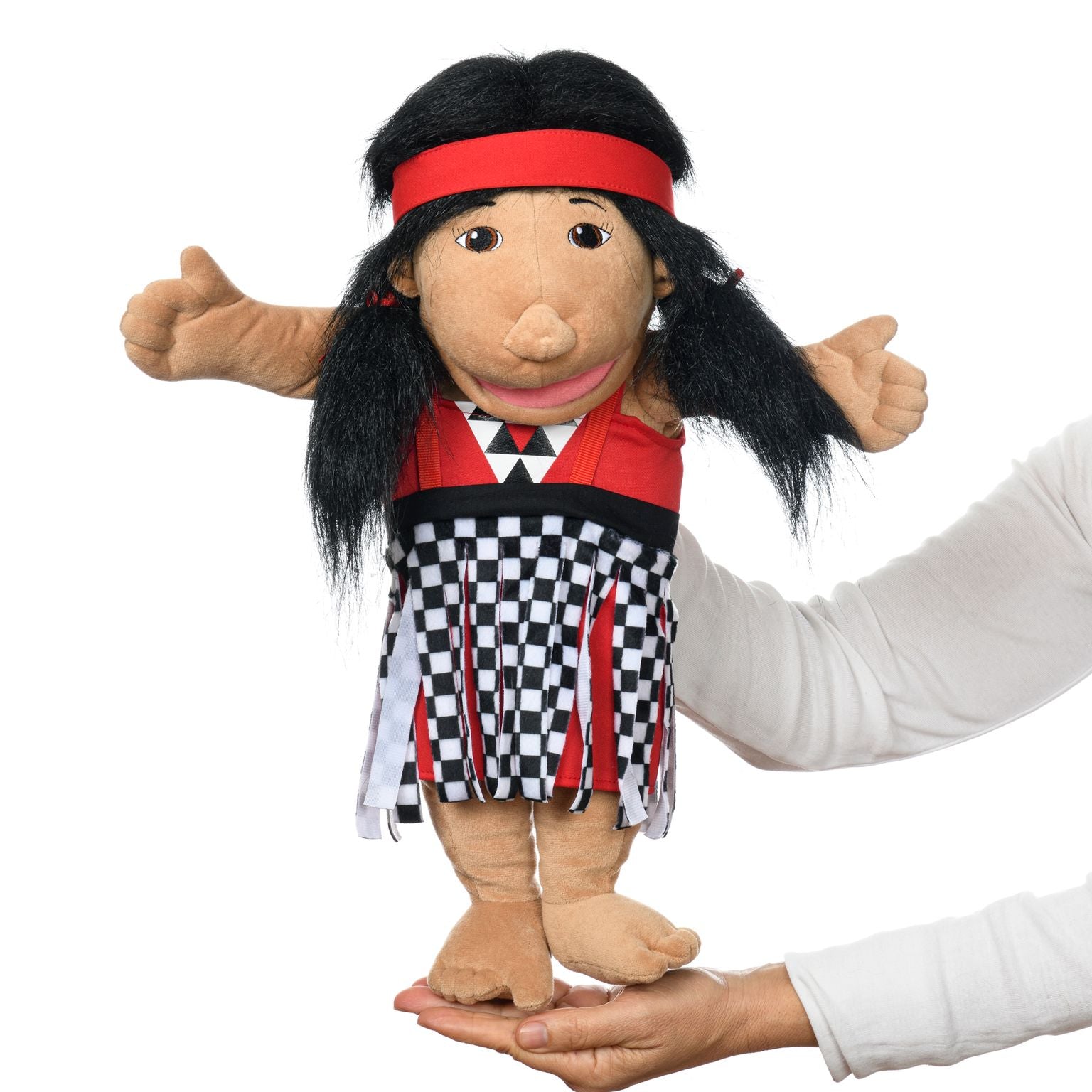Hand puppet - Girl, Maori costume, New Zealand