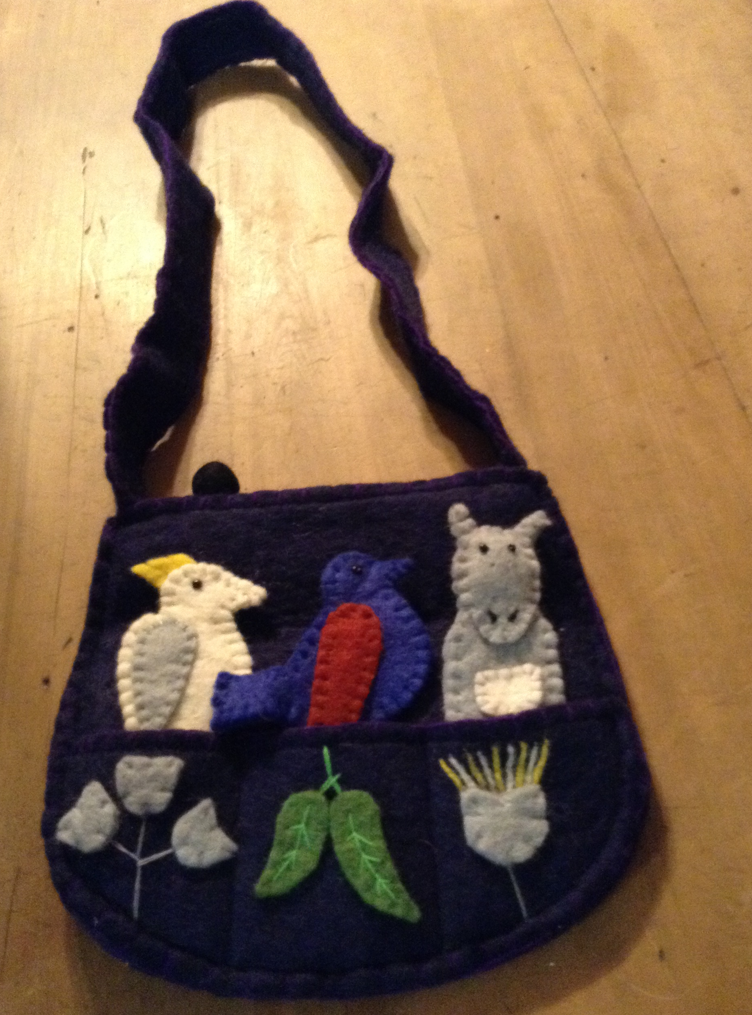 Felt Finger Puppet Bag - navy blue