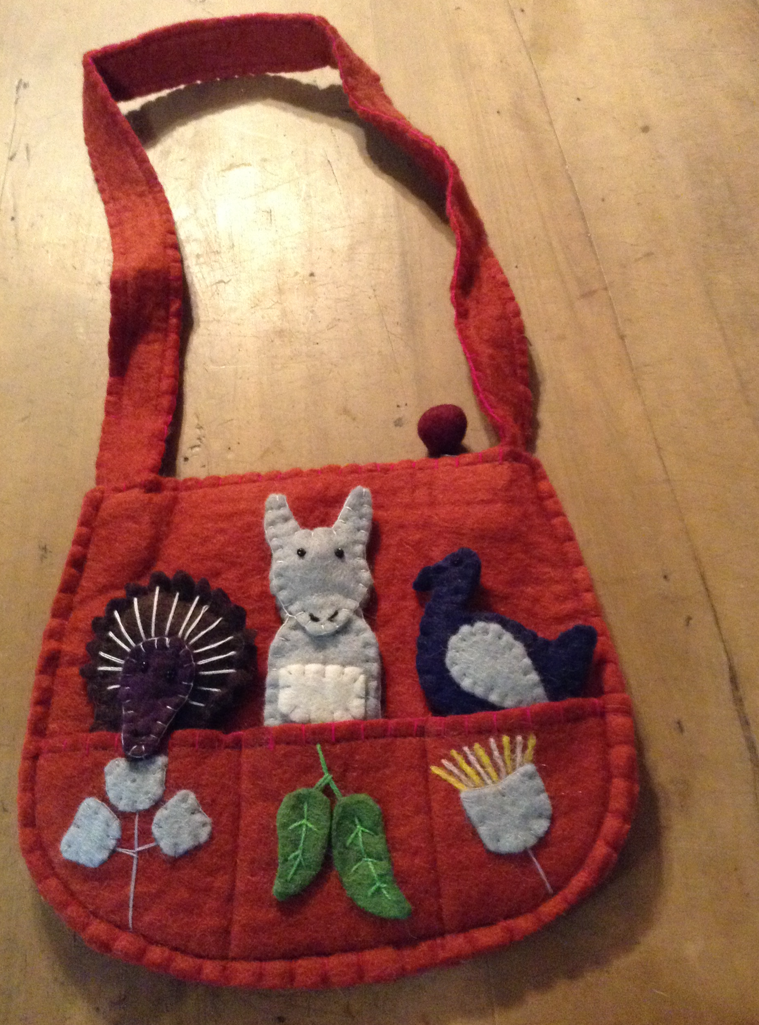 Felt Finger Puppet Bag - brown