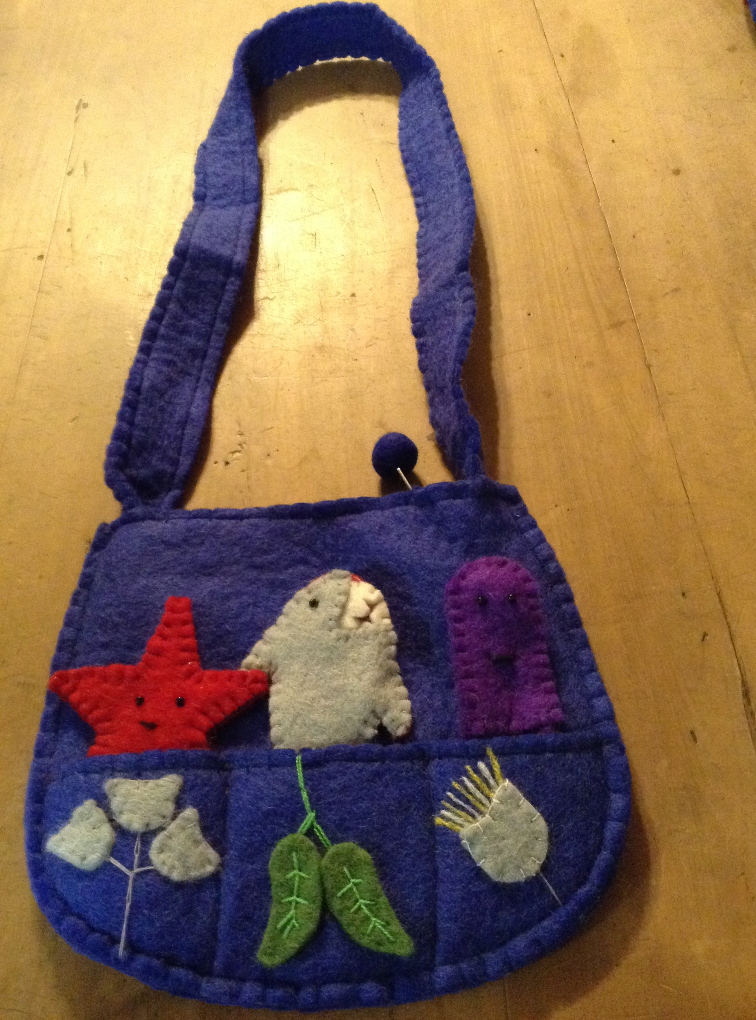 Felt Finger Puppet Bag - royal blue