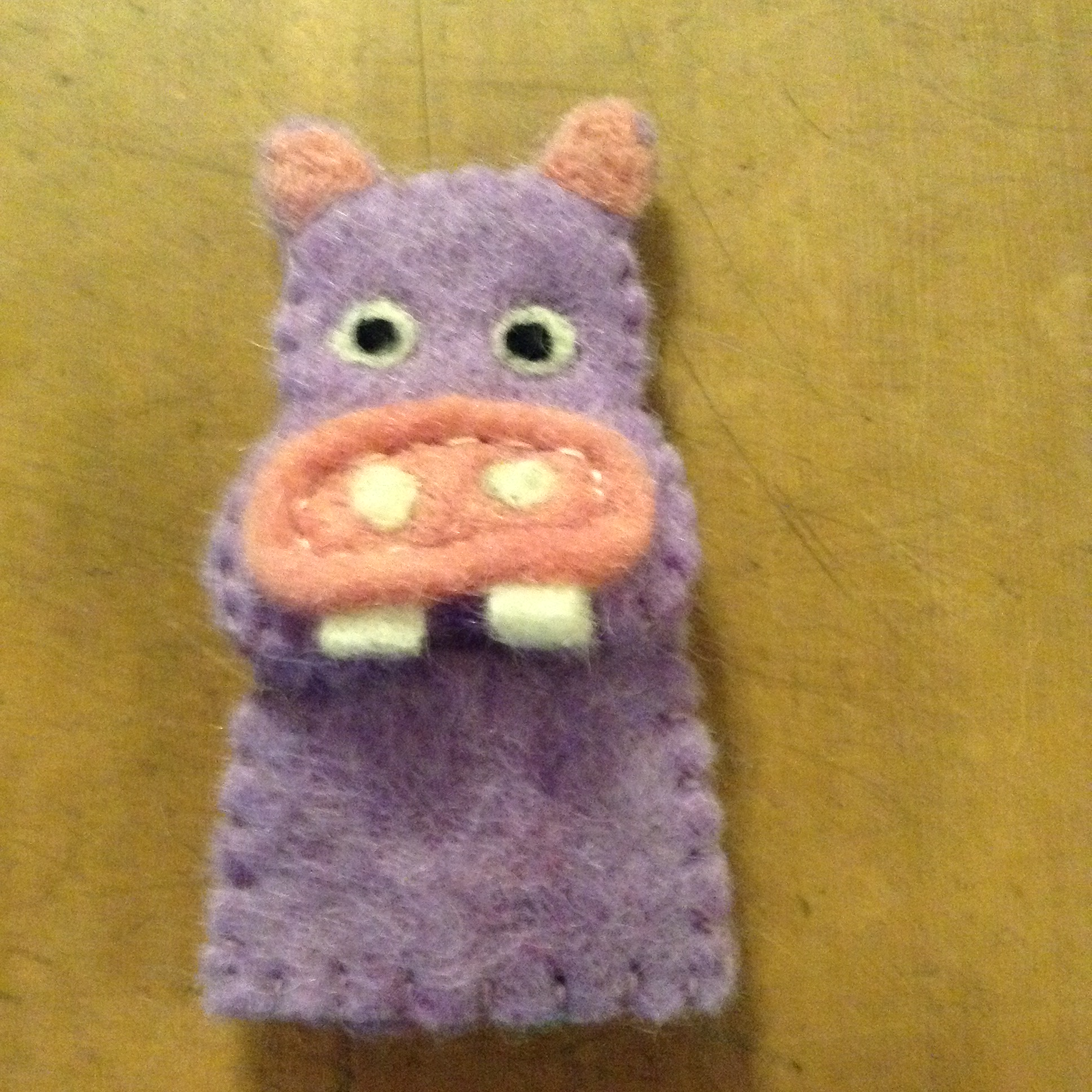 Felt Finger Puppet - Hippo - 100% wool felt
