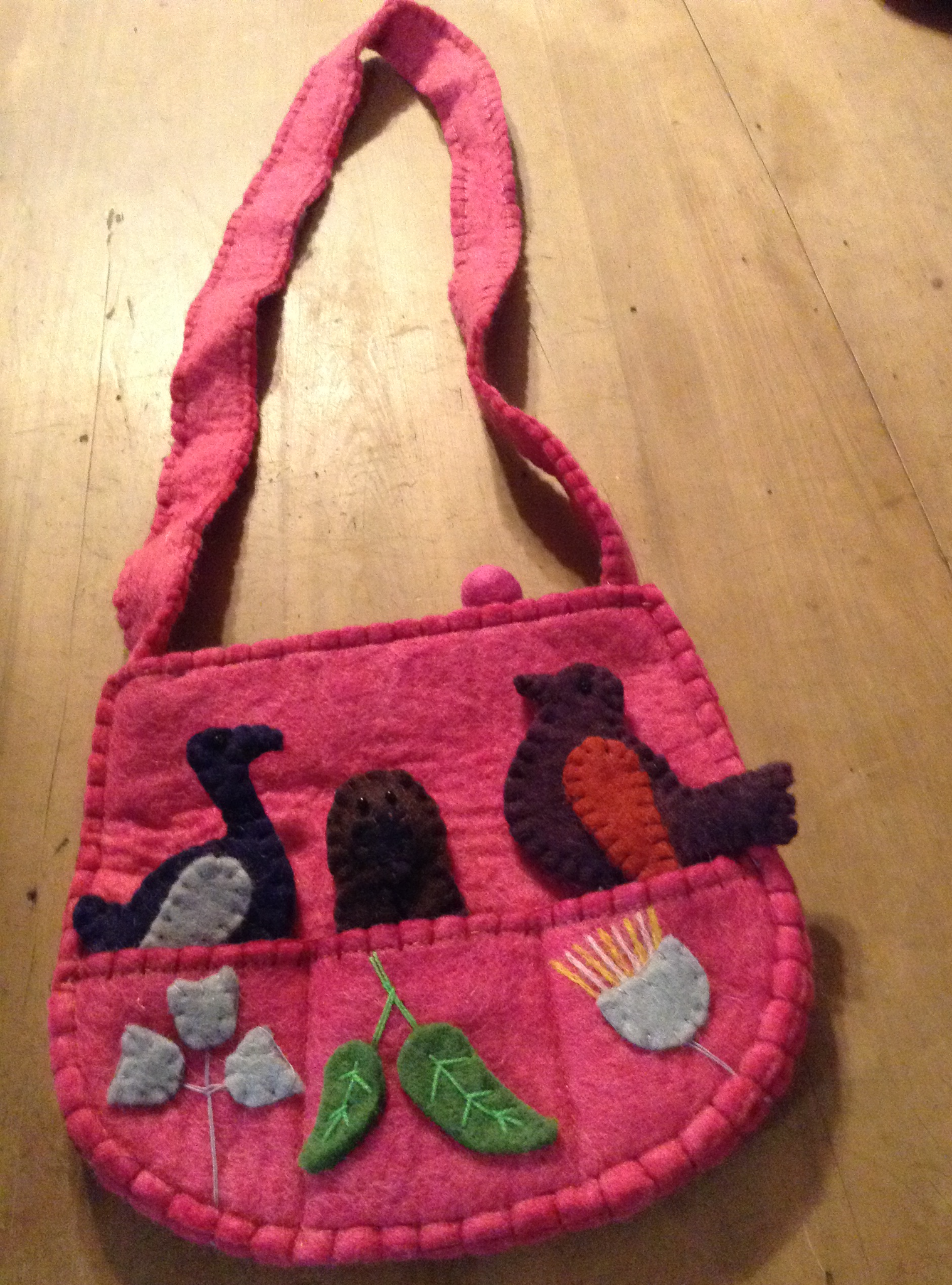 Felt Finger Puppet Bag - pink