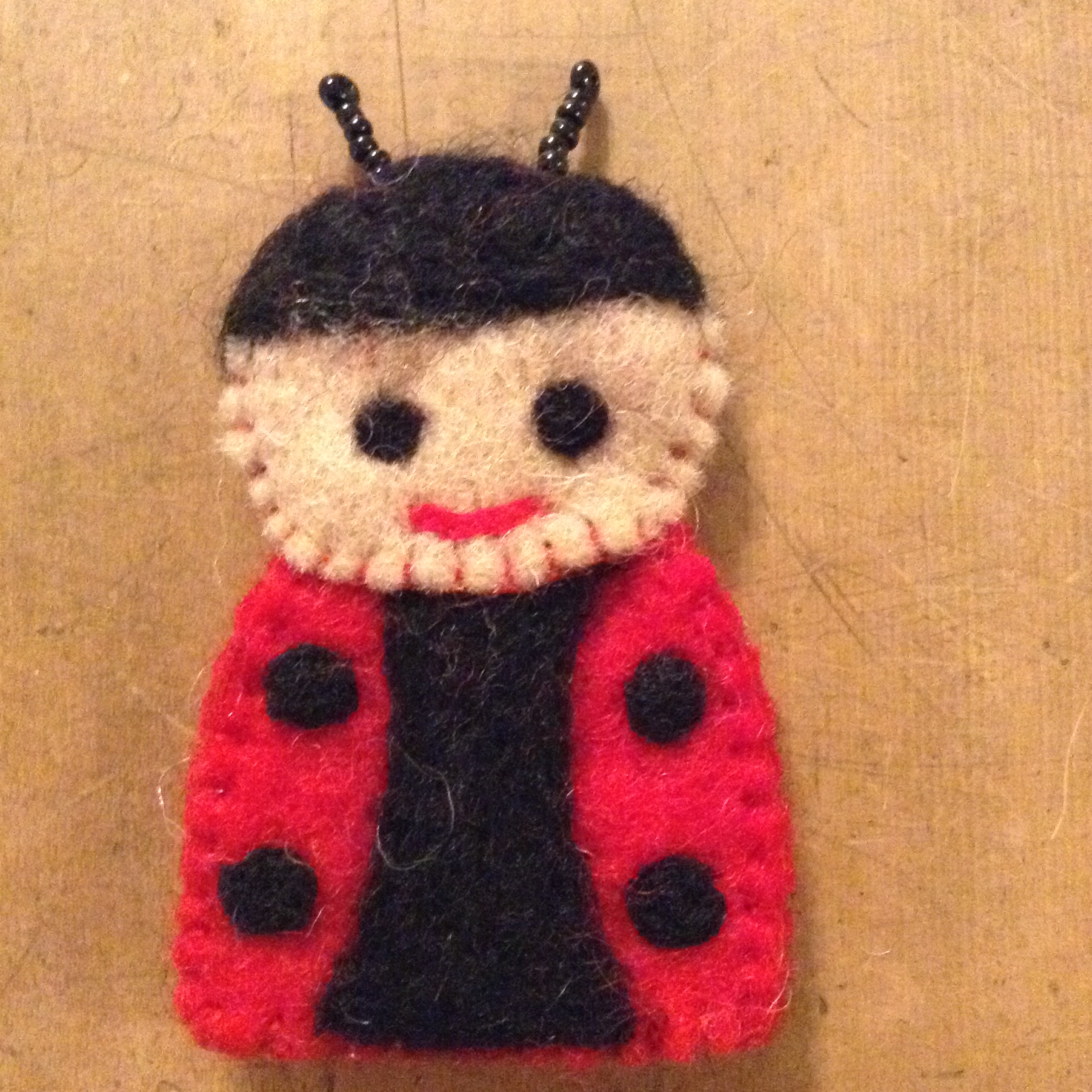 Felt Finger Puppet - Ladybug - 100% wool felt