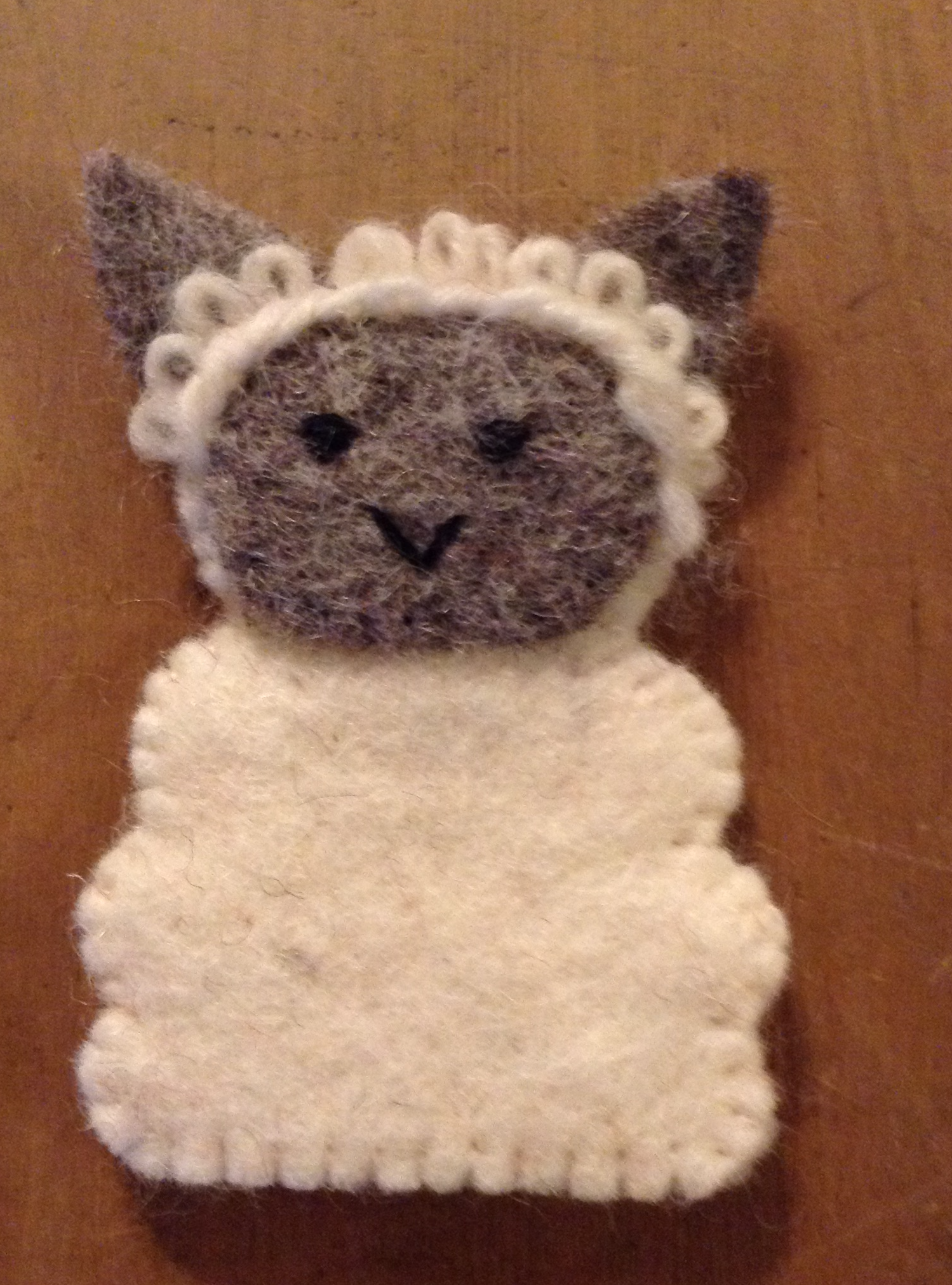 Felt Finger Puppet - Sheep 100% wool felt