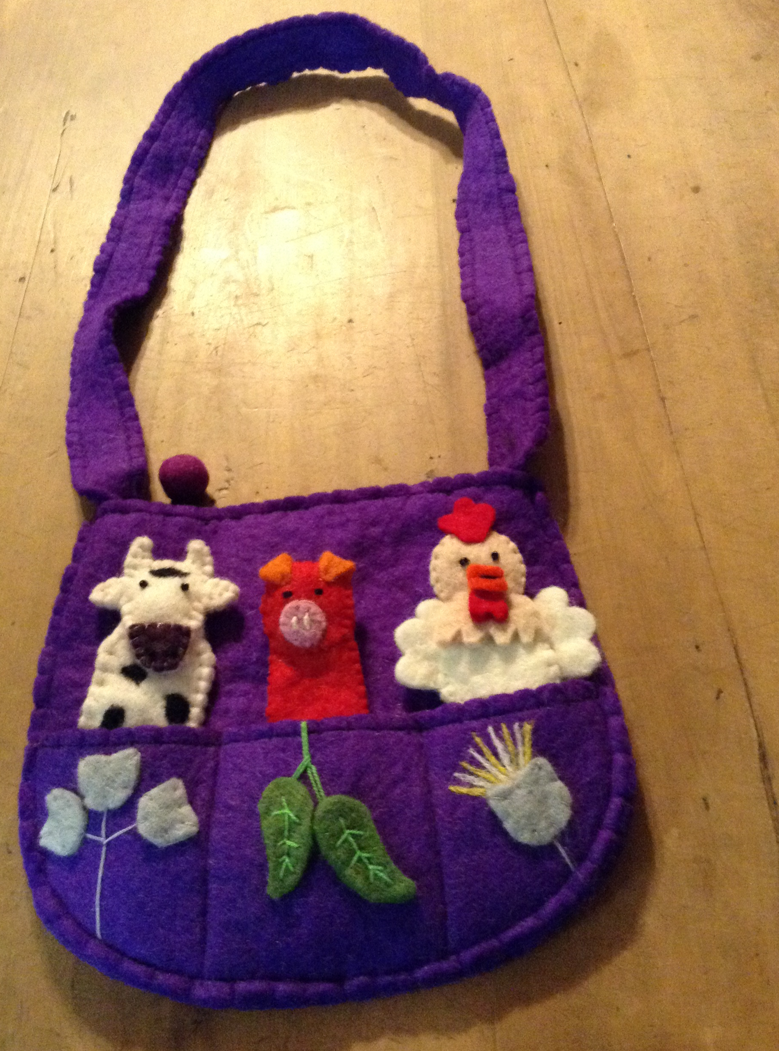 Felt Finger Puppet Bag - purple