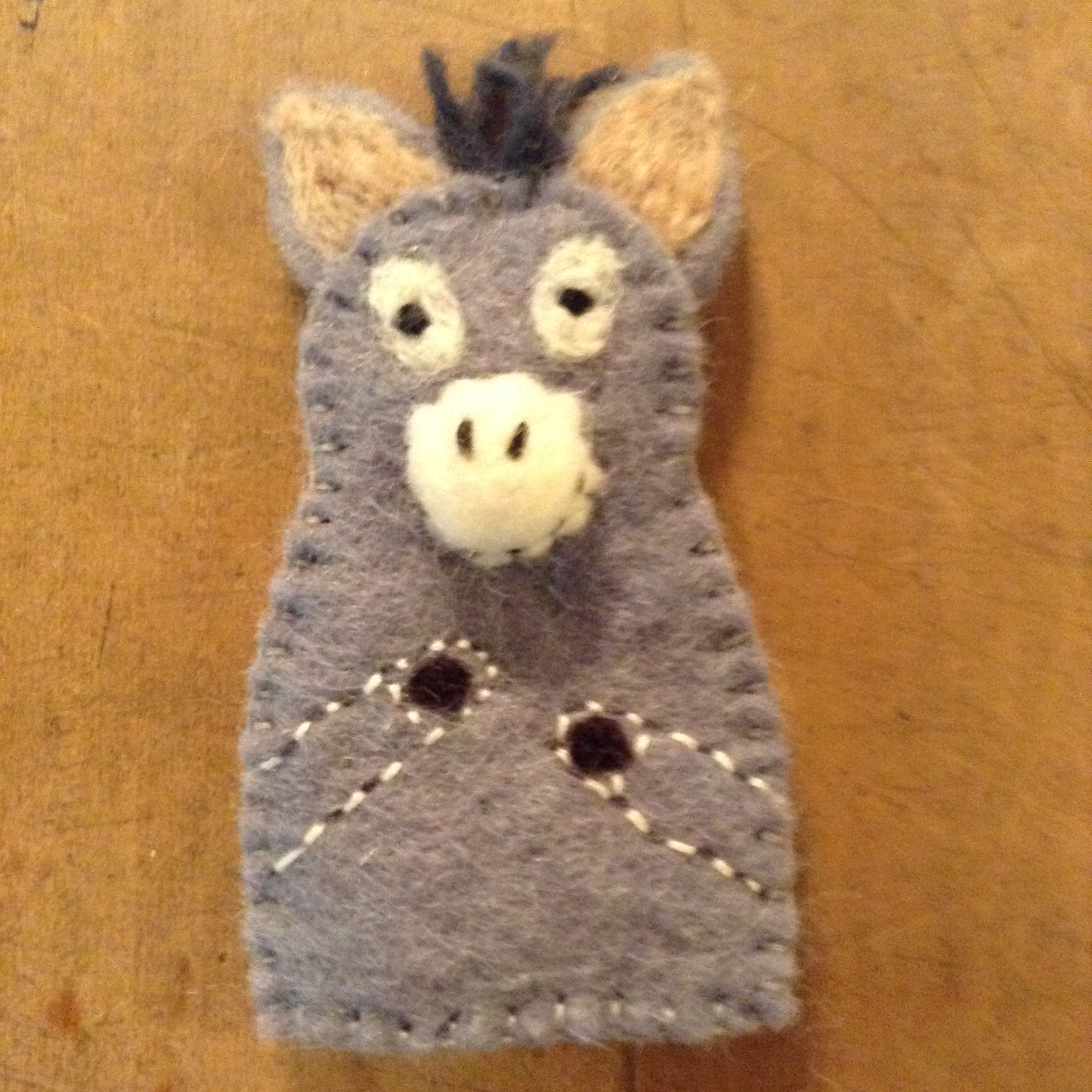 Felt Finger Puppet - Donkey - 100% wool felt