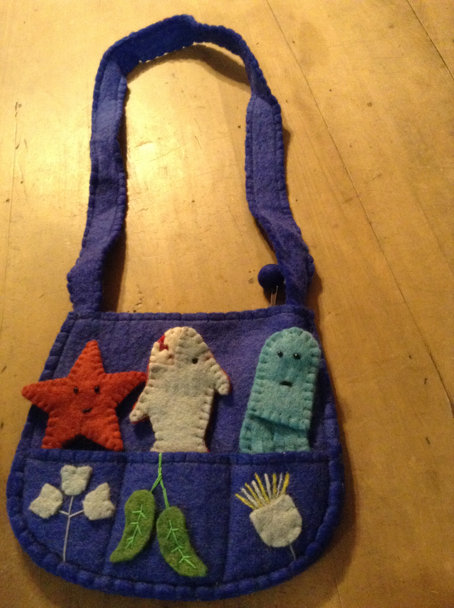Felt Finger Puppet Bag - royal blue