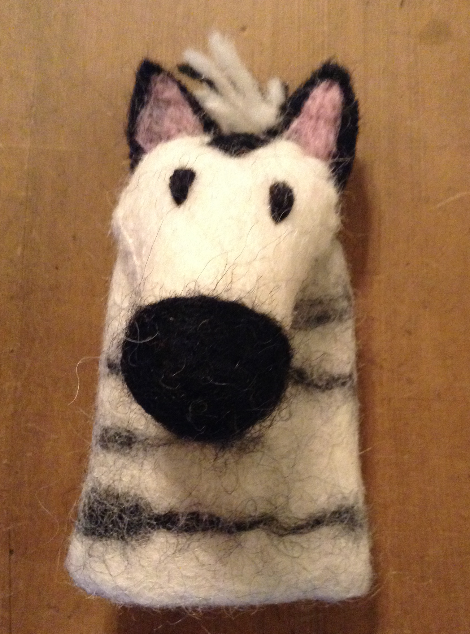 Felt Finger Puppet - Zebra - 100% wool felt