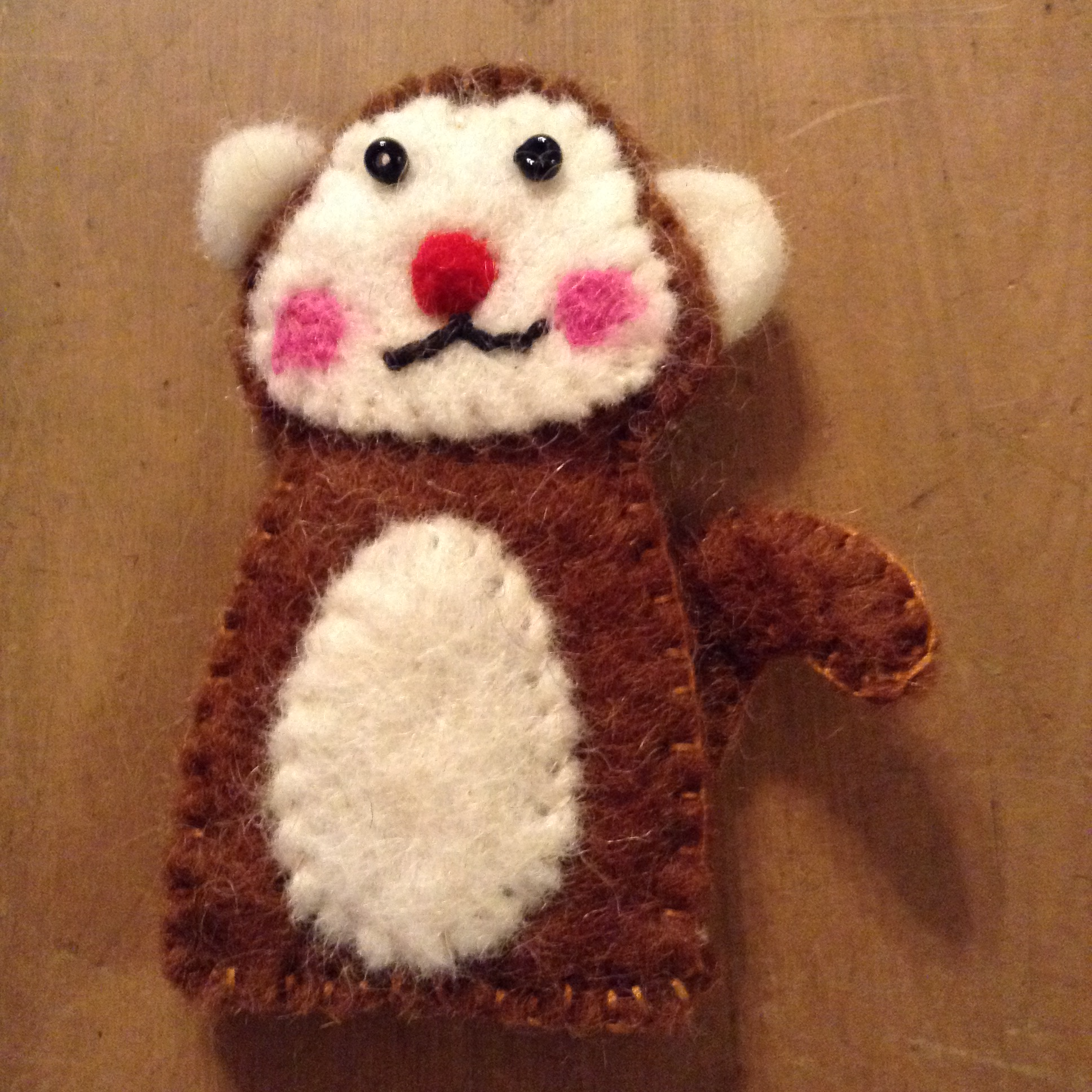 Felt Finger Puppet - Monkey - 100% wool felt