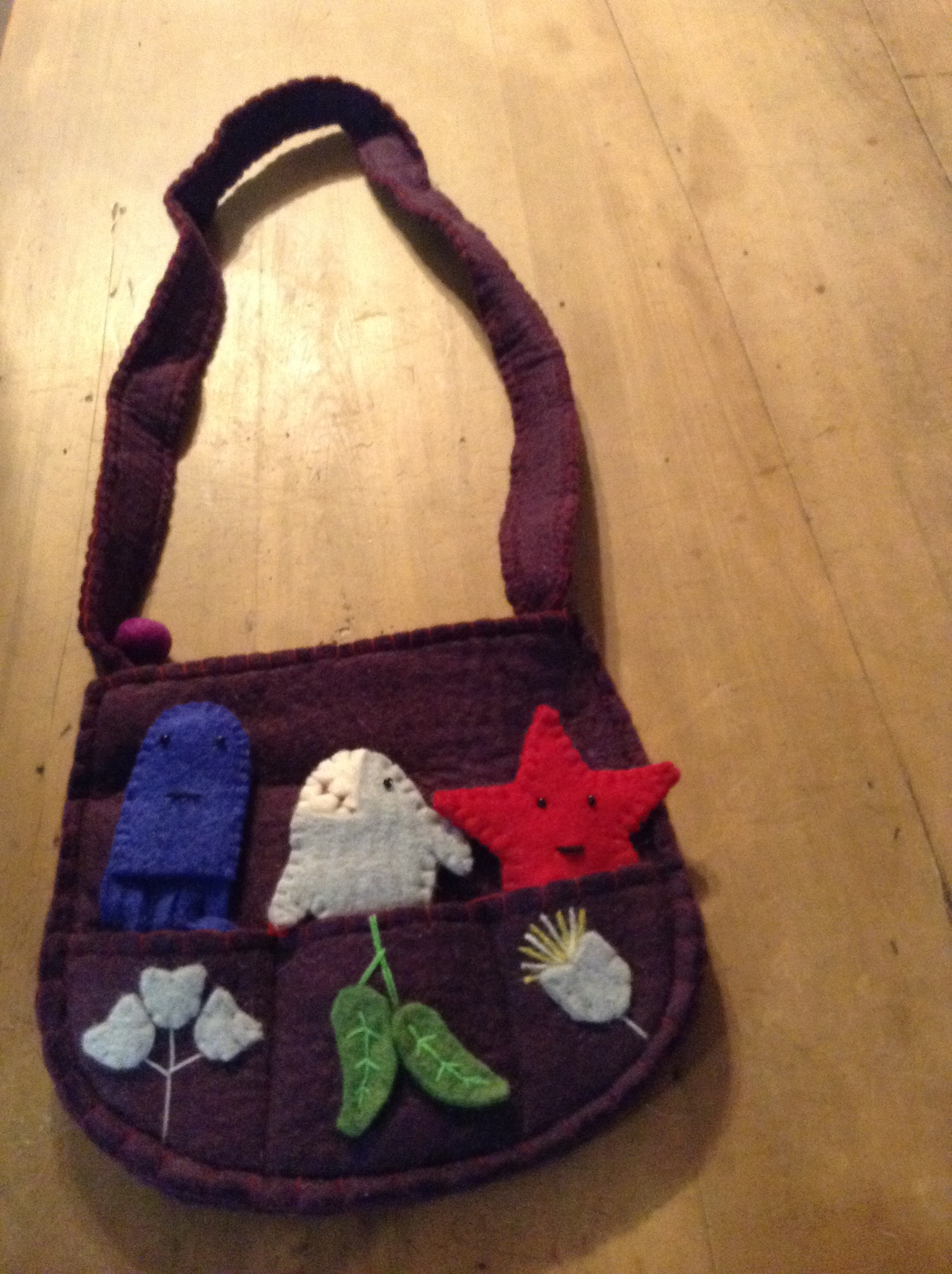 Felt Finger Puppet Bag - deep purple