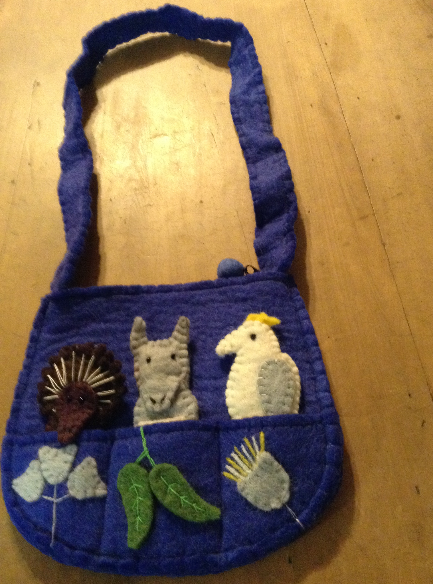 Felt Finger Puppet Bag - royal blue