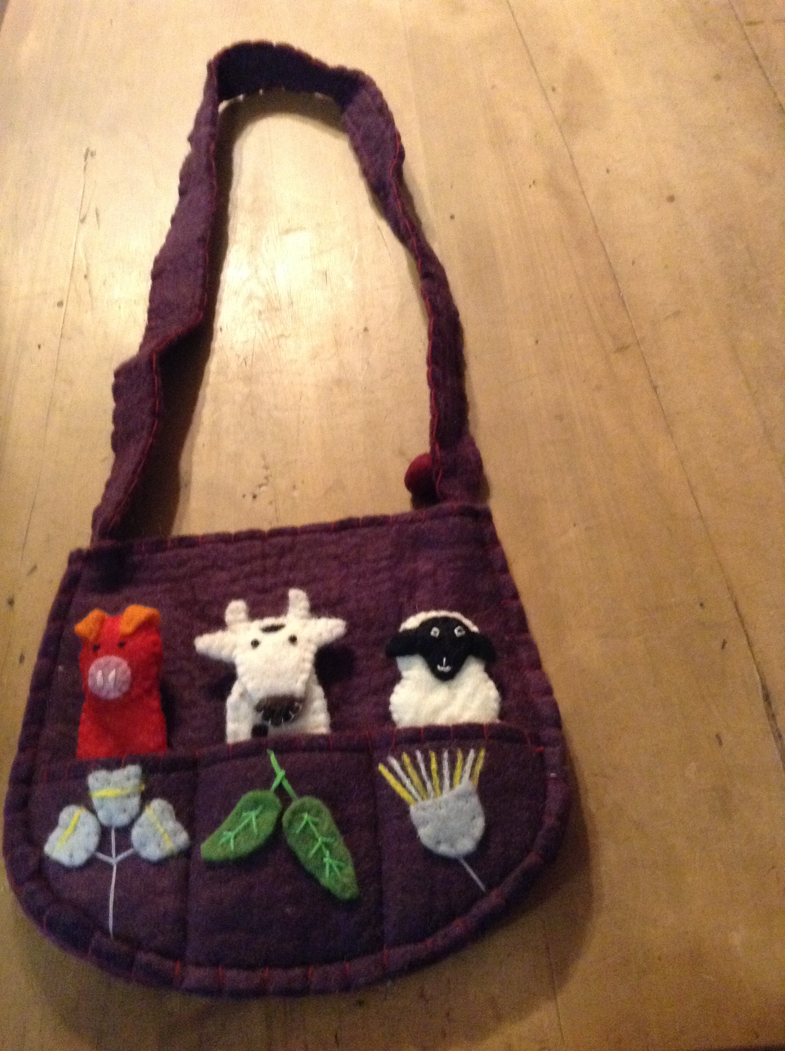 Felt Finger Puppet Bag - deep purple