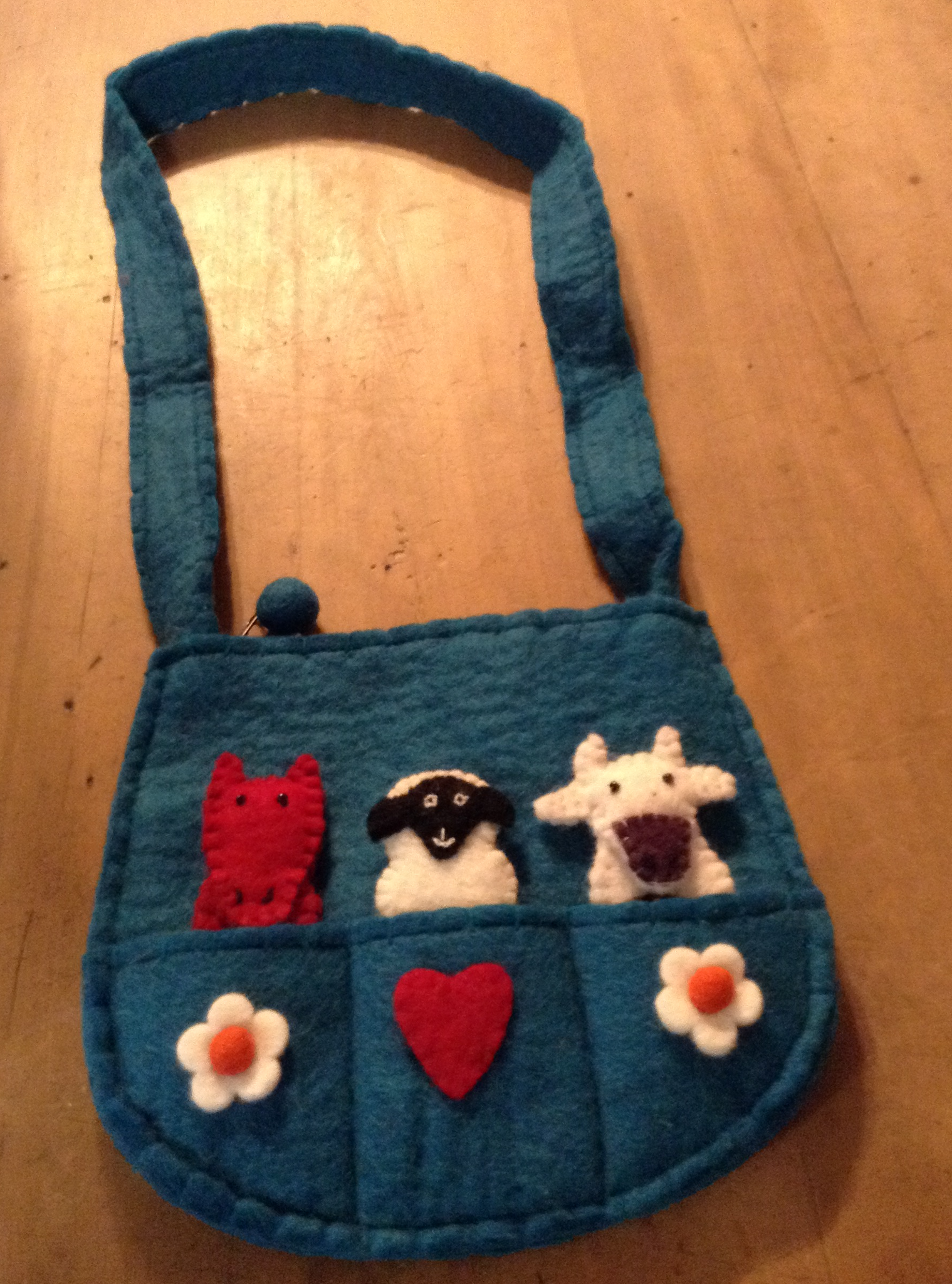 Felt Finger Puppet Bag - teal