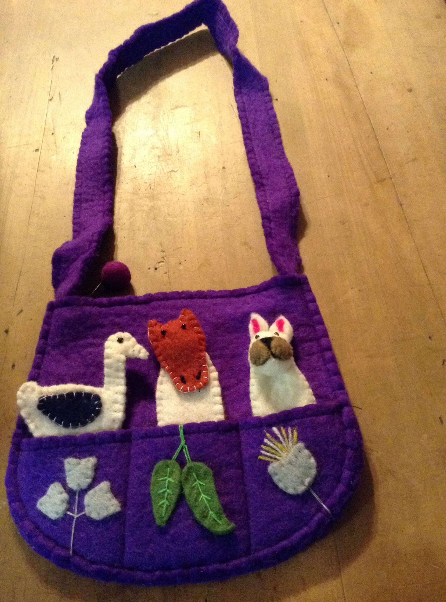 Felt Finger Puppet Bag - purple