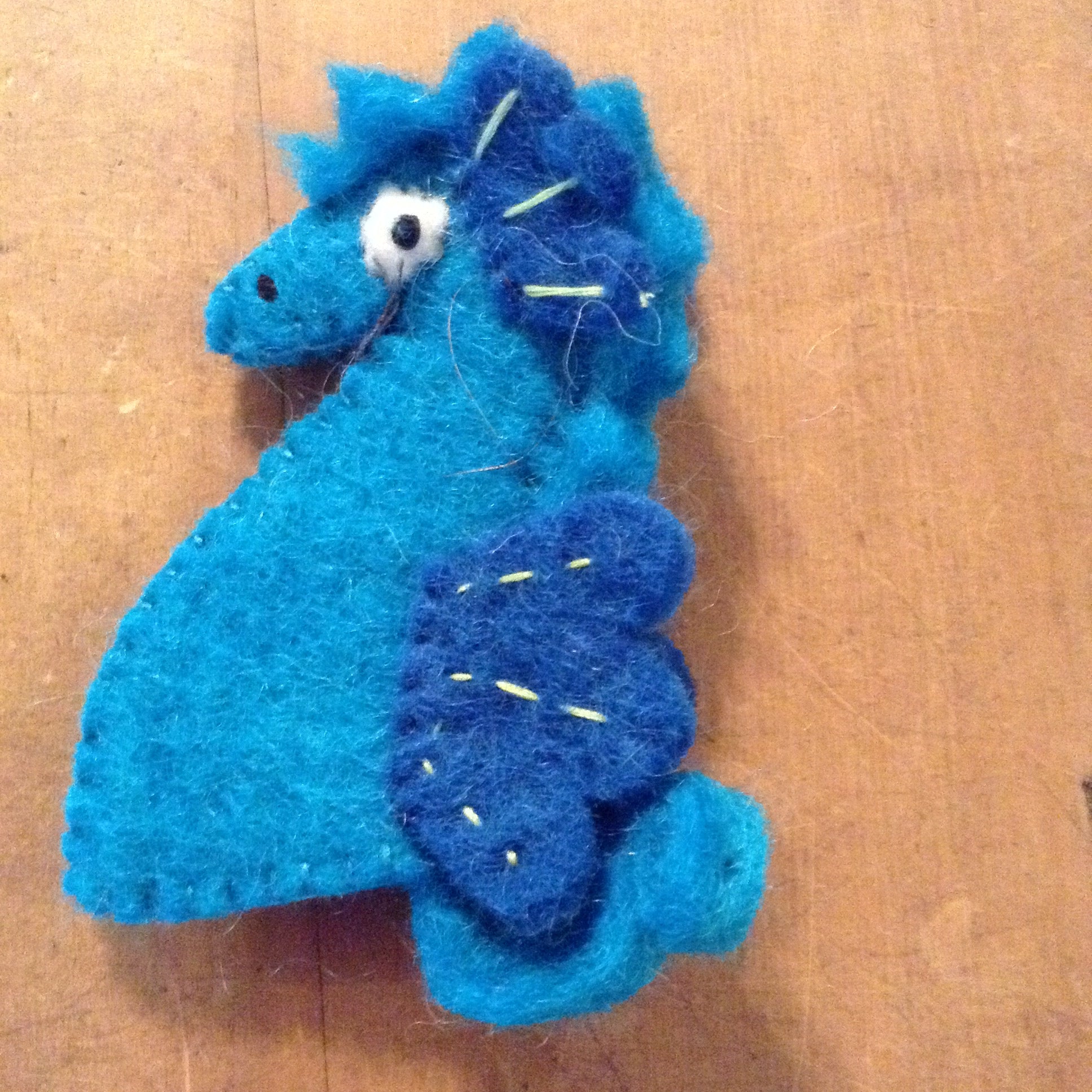 Felt Finger Puppet - Seahorse - 100% wool felt