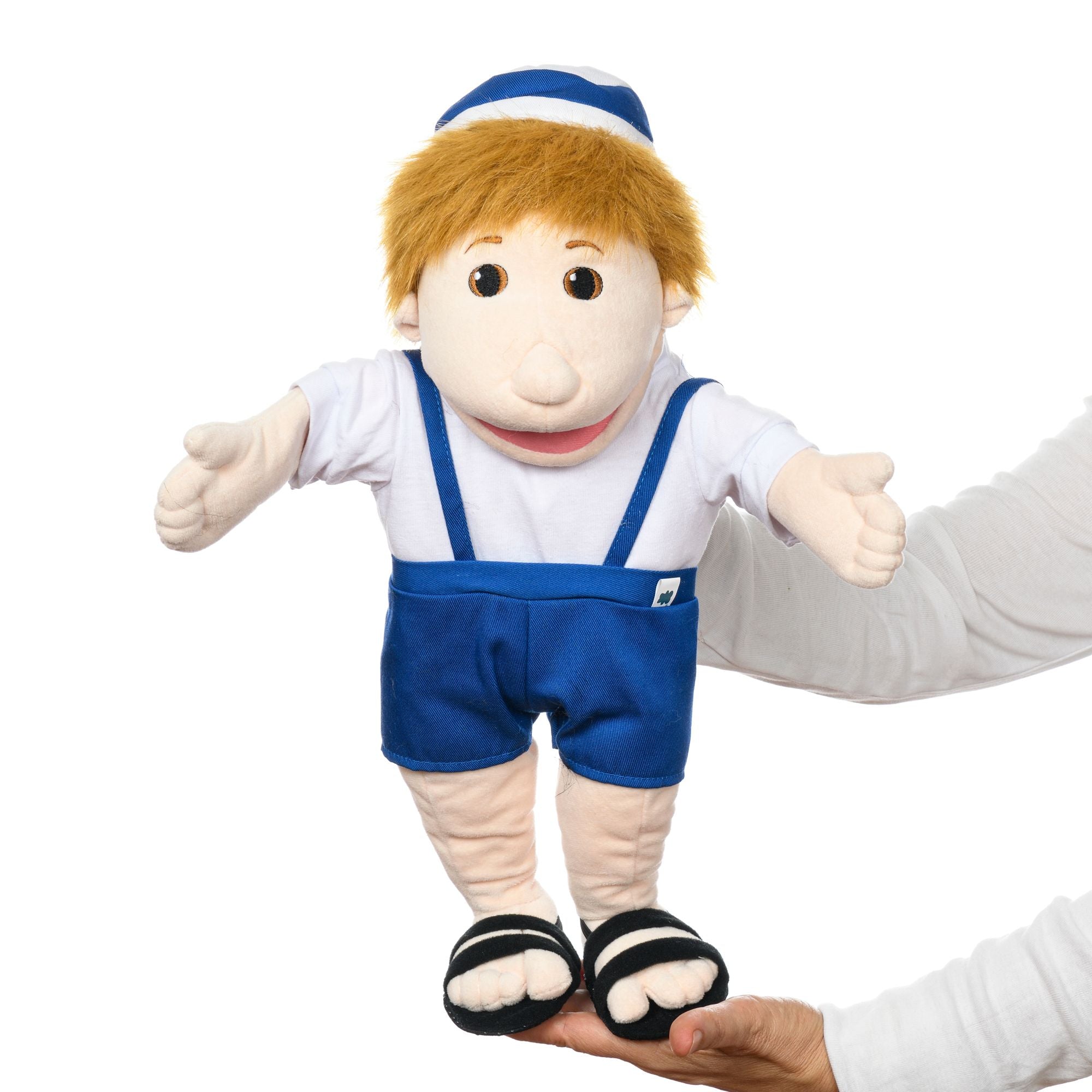 Hand sales puppet boy