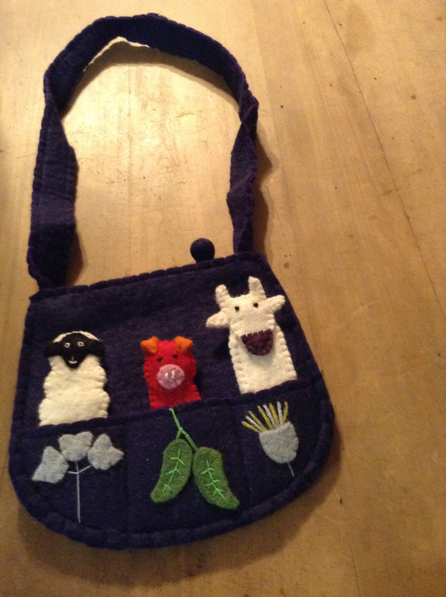 Felt Finger Puppet Bag - navy blue